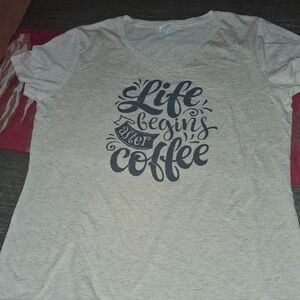 Jerzees Light Gray Tee with Coffee Quote